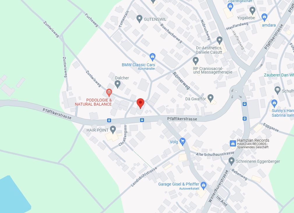 Screenshot einer Google Maps Strassenkarte zum Unterdorfstrasse 11 in 8605 Gutenswil