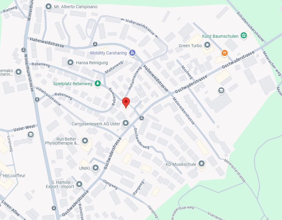 Google maps - Gschwaderstrasse 53 Screenshot einer Google Maps Strassenkarte zum Gschwaderstrasse 53 in 8610 Uster