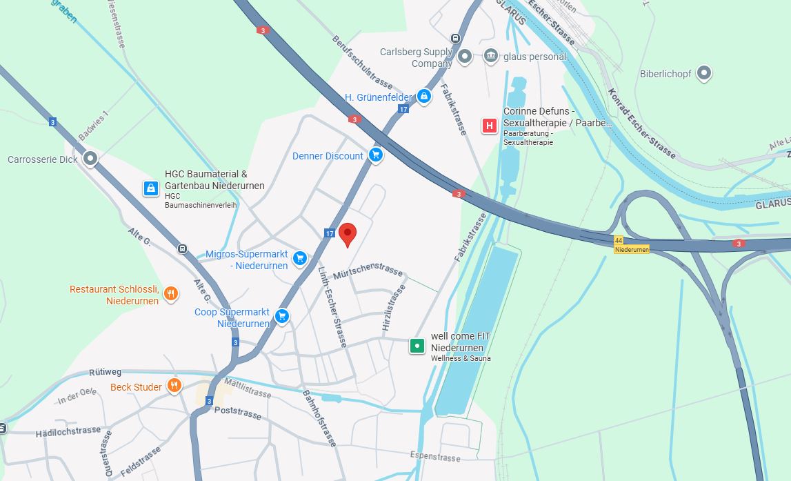 Google Maps, Pestalozzistrasse 9, Niederurnen Screenshot einer Google Maps Strassenkarte zum Peatalozzistrasse 9 in Niederurnen, Kanton Glarus