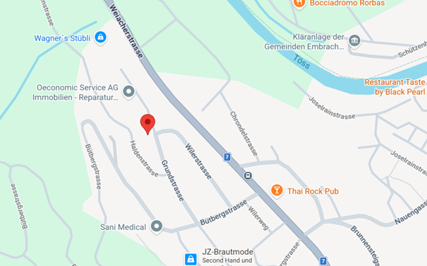 Screenshot einer Strassenkarte zum Hühnliackerweg 17c, 8610 Uster